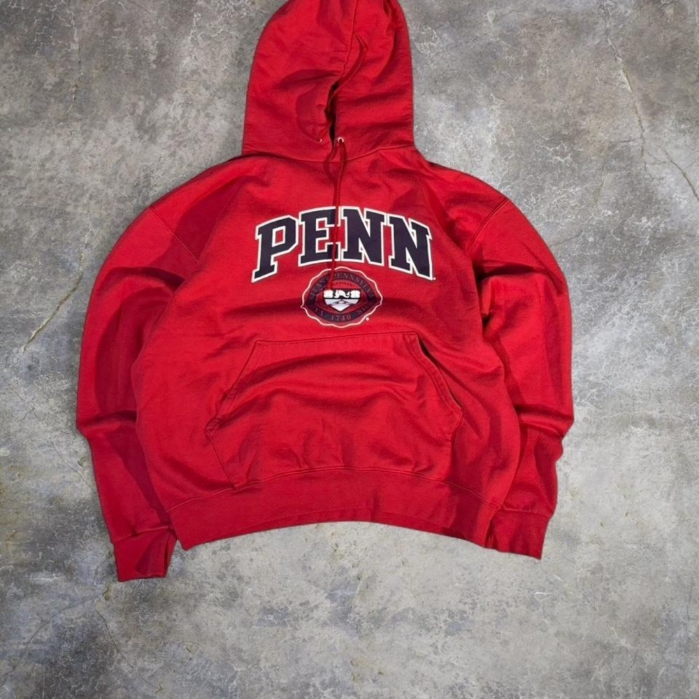 Champion PENN University of Pennsylvania Red Hoodie Large Ivy League Sweatshirt